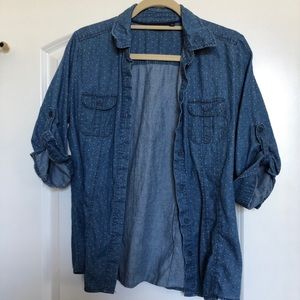 Jean style polka dot button down top